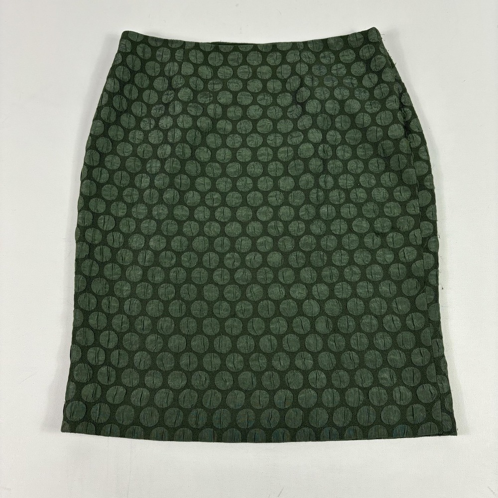 Anthropologie Maeve Skirt Womens 8 Green Tweed Pencil Knee Length Lined Zip